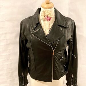 Classic Black Leather Women's Moto Jacket